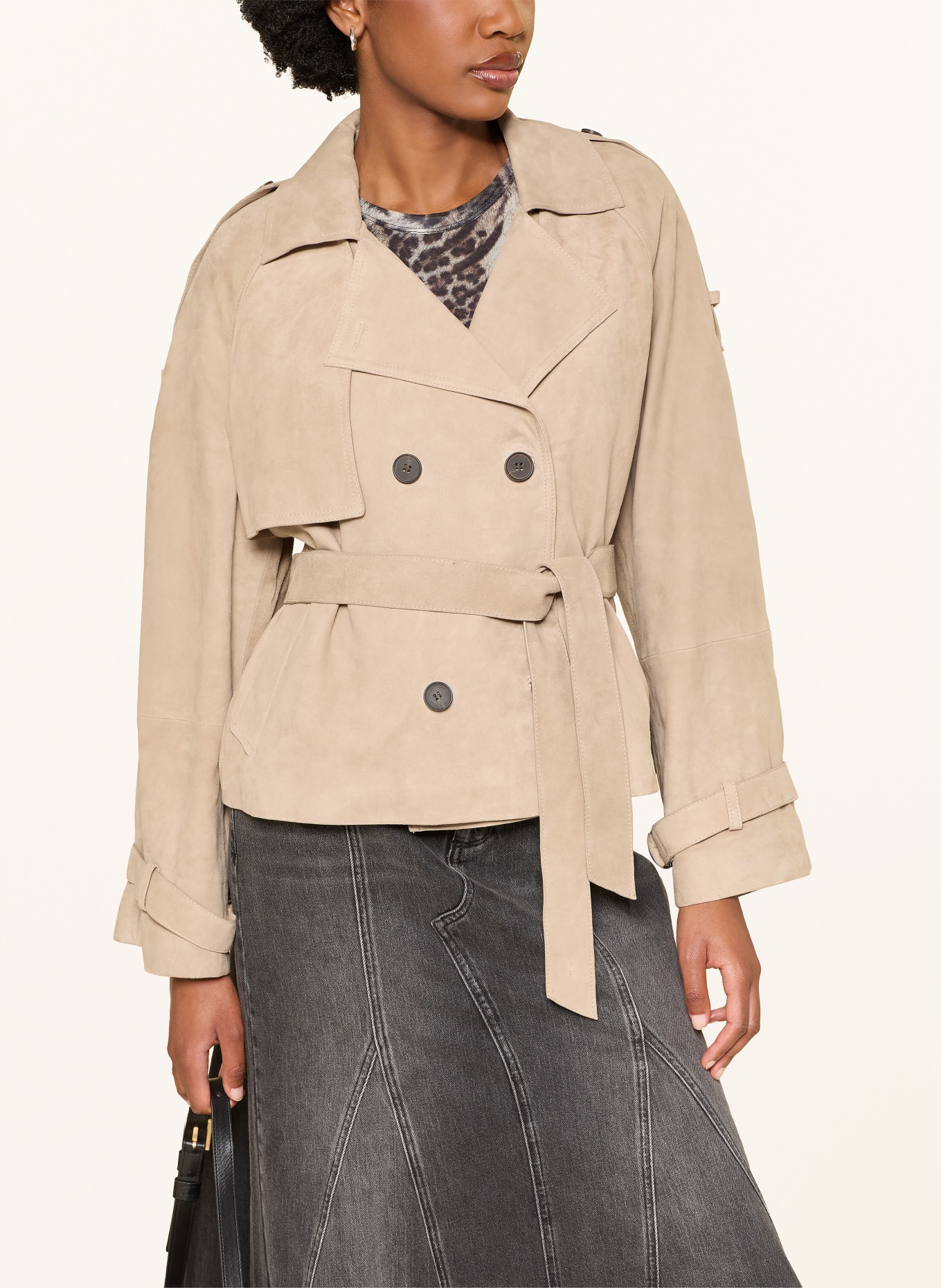 ALLSAINTS Kožená bunda REED: BÉŽOVÁ