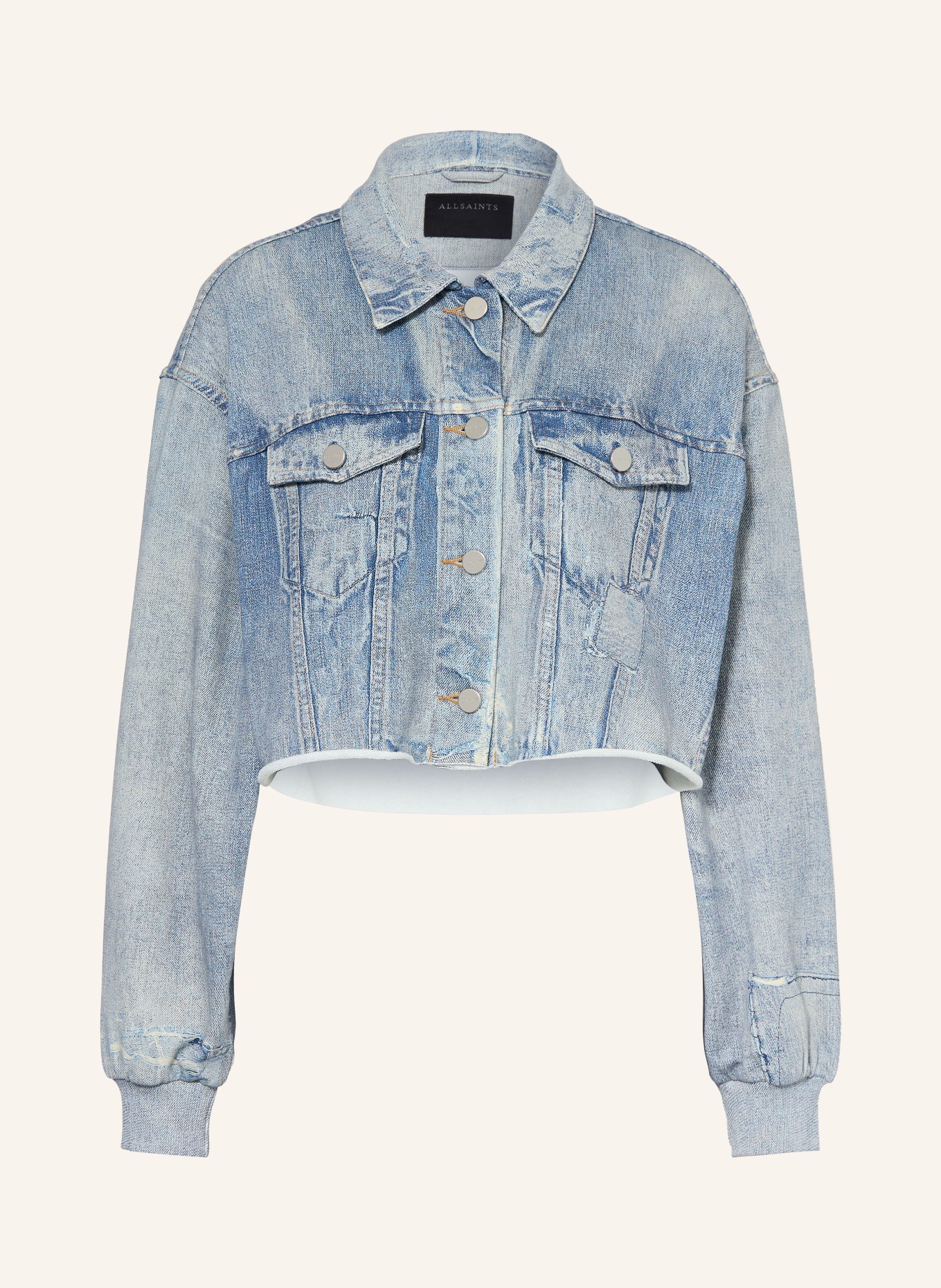 ALLSAINTS Sweatjacke ANDERS v džínovém vzhledu: TMAVĚ MODRÁ