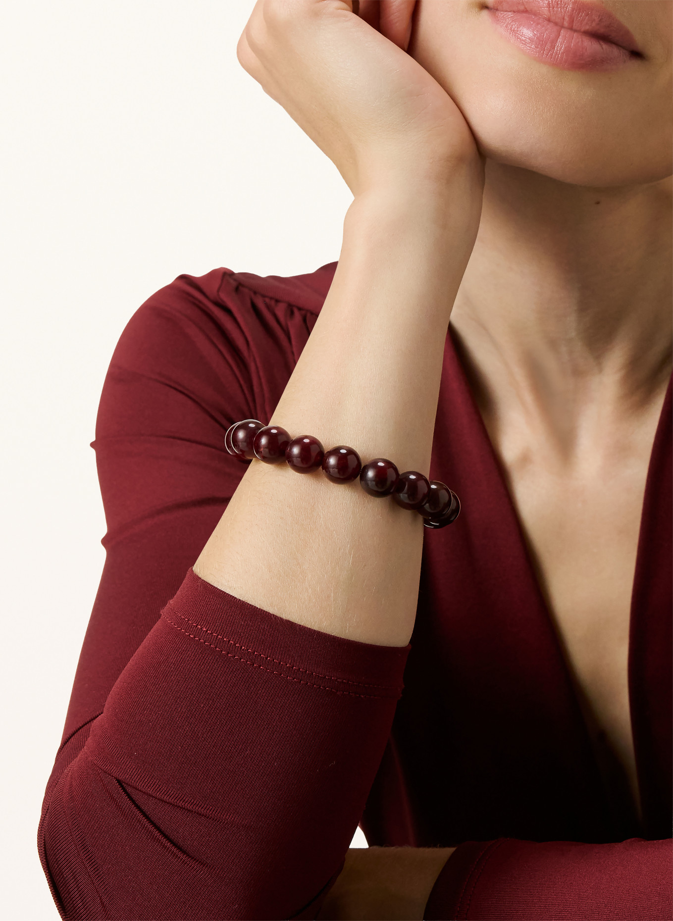 VANESSA BARONI Armband BORDEAUX MARBLE: DONKERROOD / GOUD