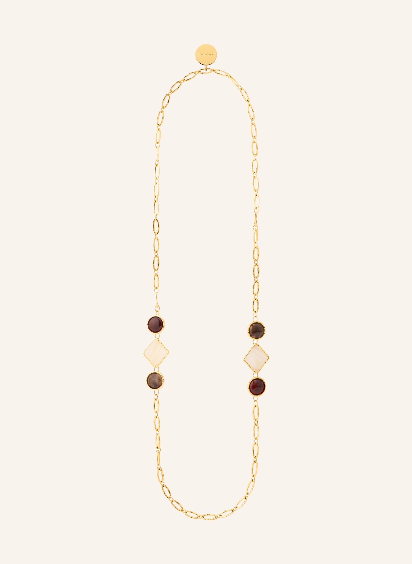 VANESSA BARONI necklace: GOLD / DARK BROWN / DARK RED