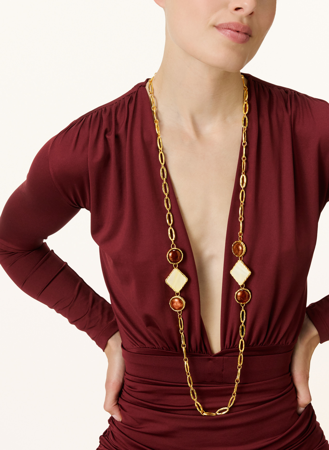 VANESSA BARONI Halskette: GOLD / DUNKELBRAUN / DUNKELROT
