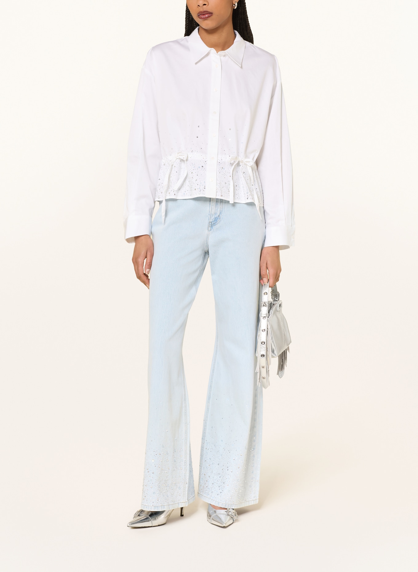 maje Wide Leg Jeans mit Schmucksteinen: 0524 BLUE SKY