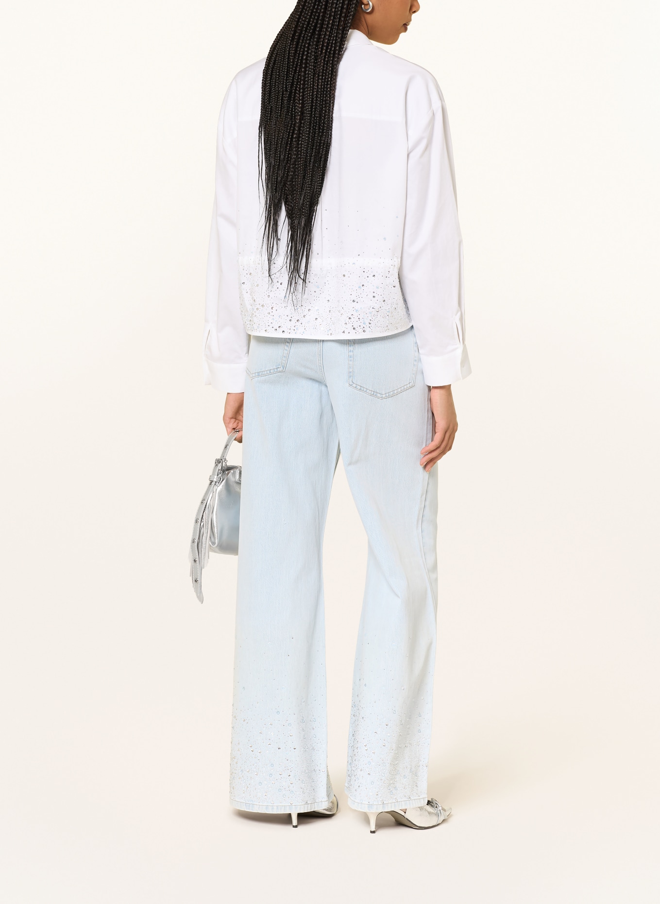 maje Wide Leg Jeans mit Schmucksteinen: 0524 BLUE SKY