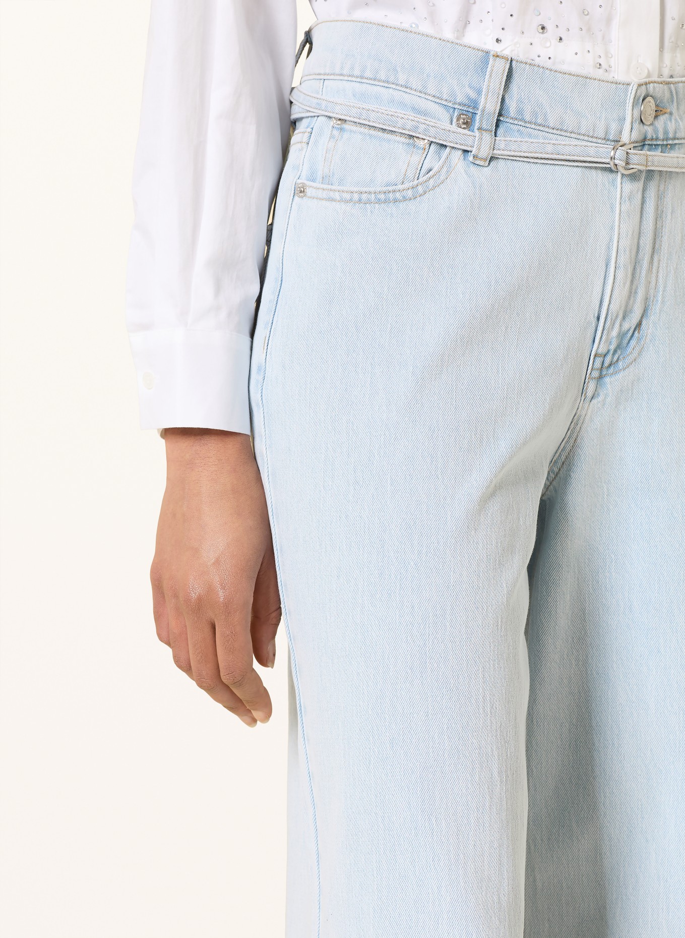 maje Wide Leg Jeans mit Schmucksteinen: 0524 BLUE SKY