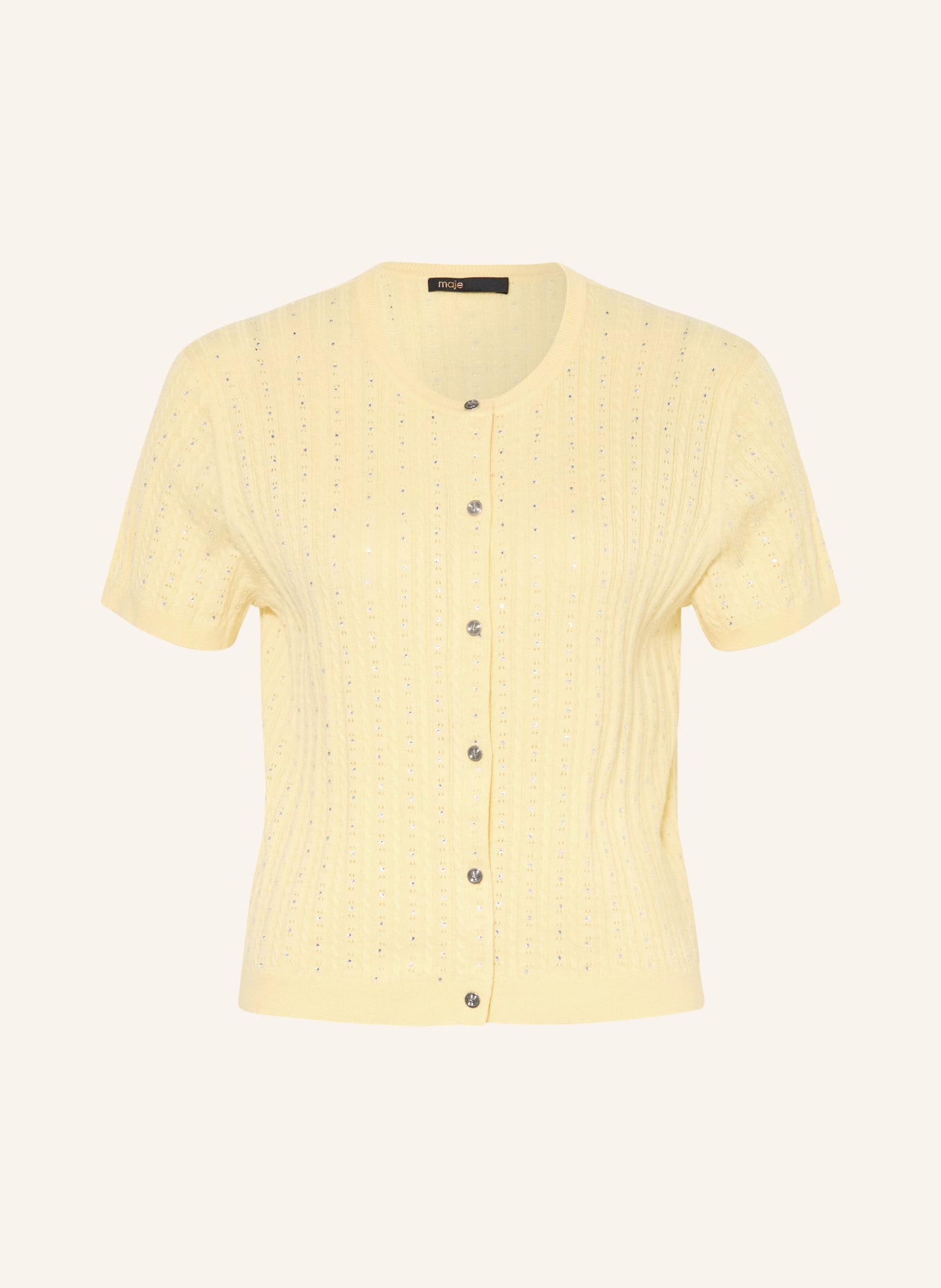 maje Strickjacke mit Schmucksteinen: GELB