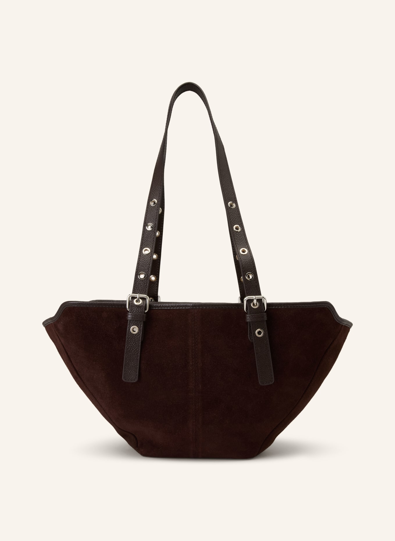 NÚNOO NORA SMALL drawstring bag: DARK BROWN / SILVER
