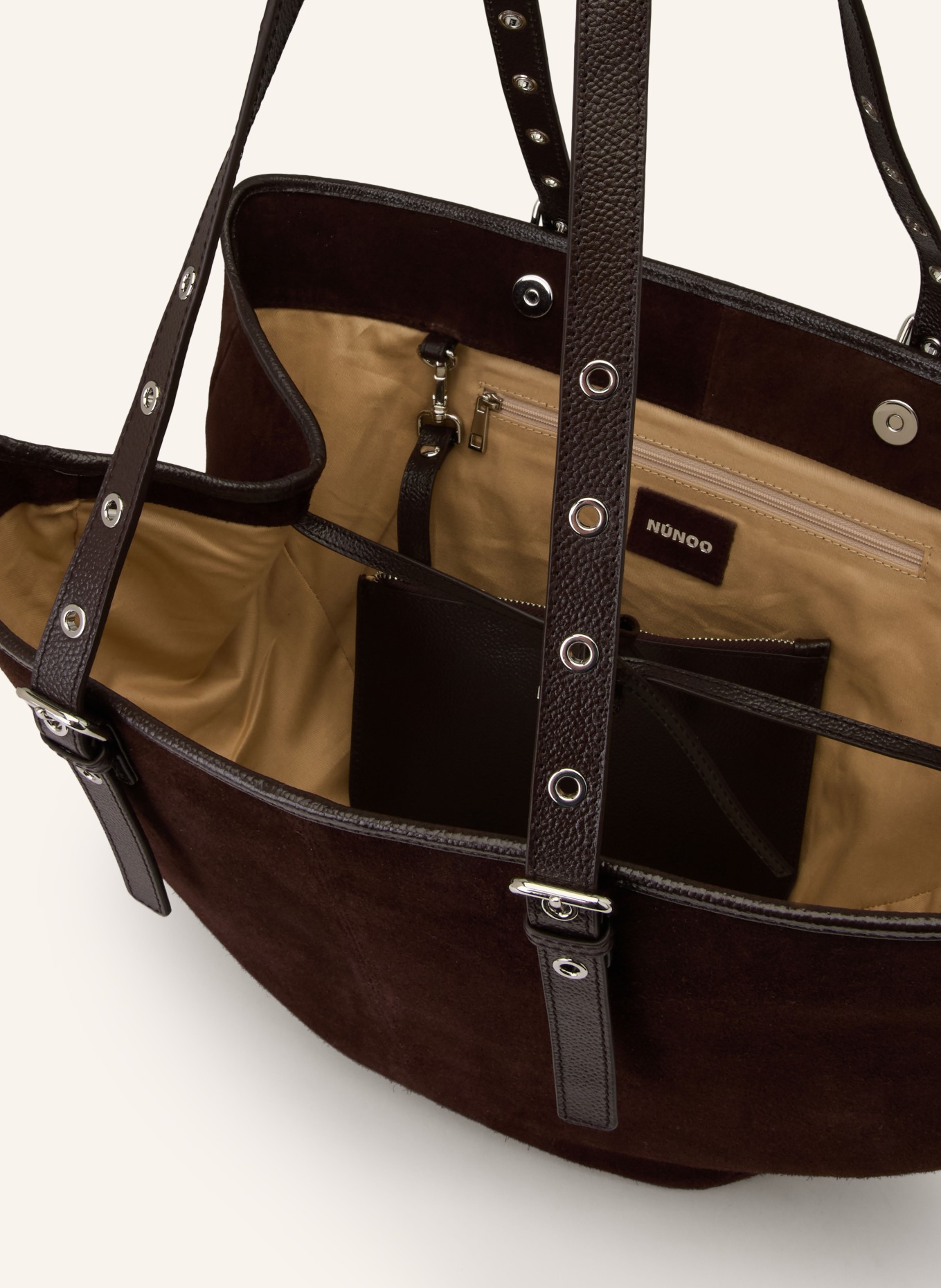 NÚNOO Shopper NORA: DUNKELBRAUN / SILBER