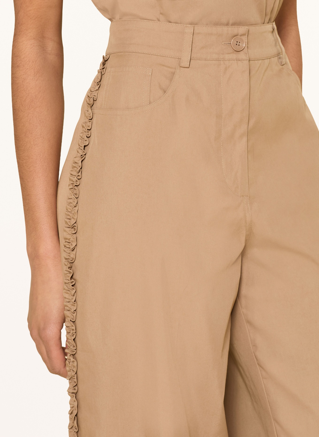 CLAUDIE PIERLOT Marlenehose mit Rüschen: BEIGE