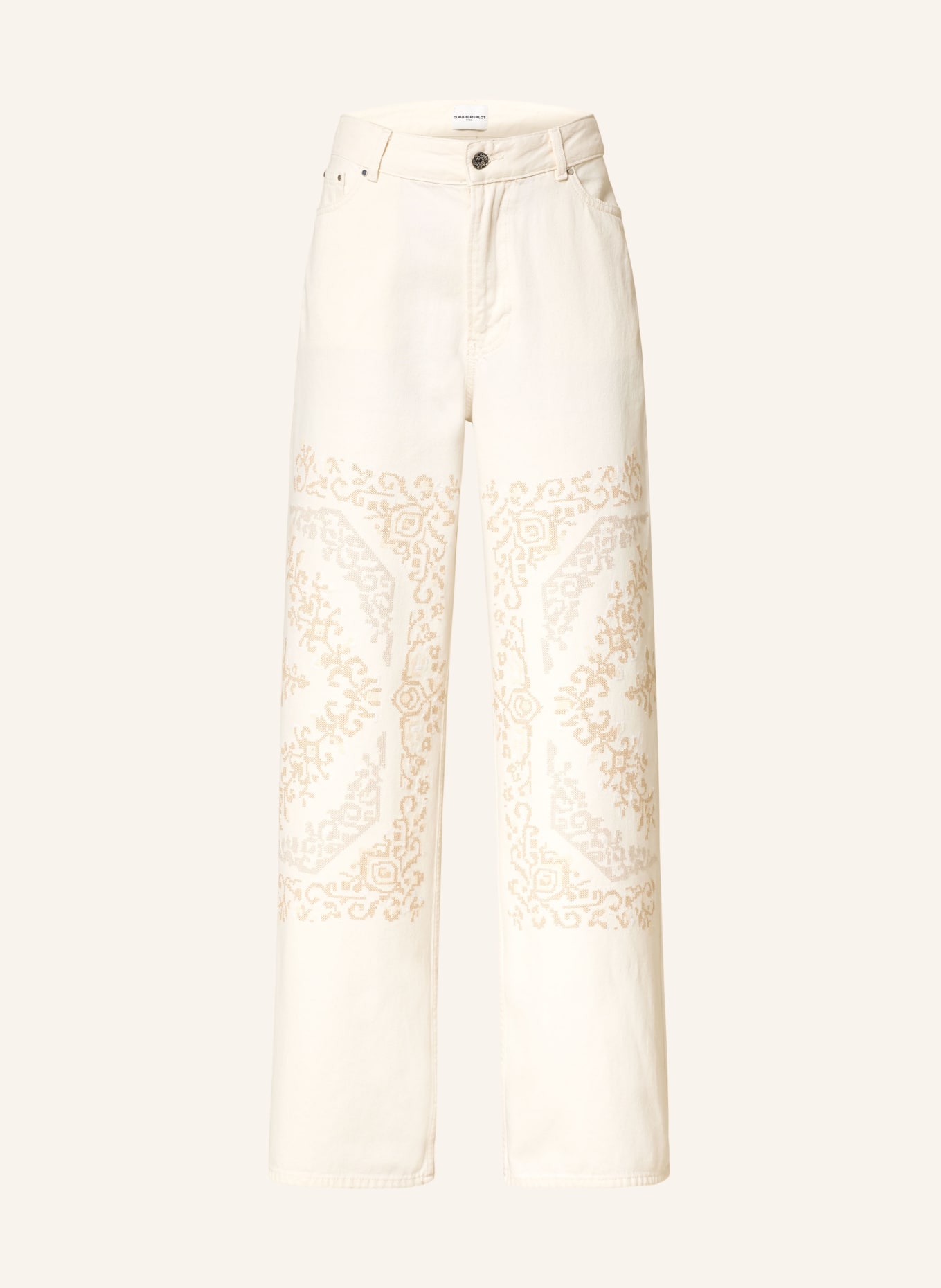 CLAUDIE PIERLOT Dżinsy z szerokimi nogawkami: L013 OFF WHITE DENIM