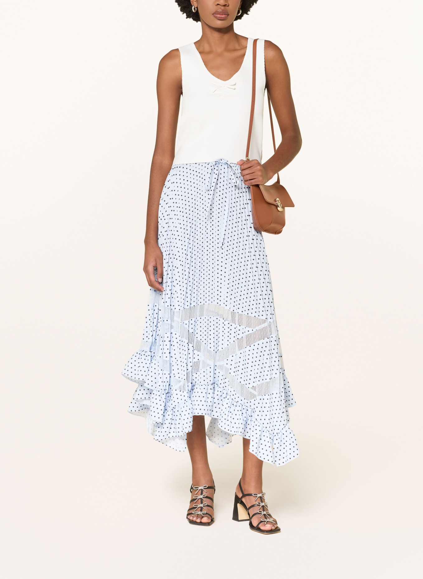 CLAUDIE PIERLOT Plisseerock: HELLBLAU / SCHWARZ