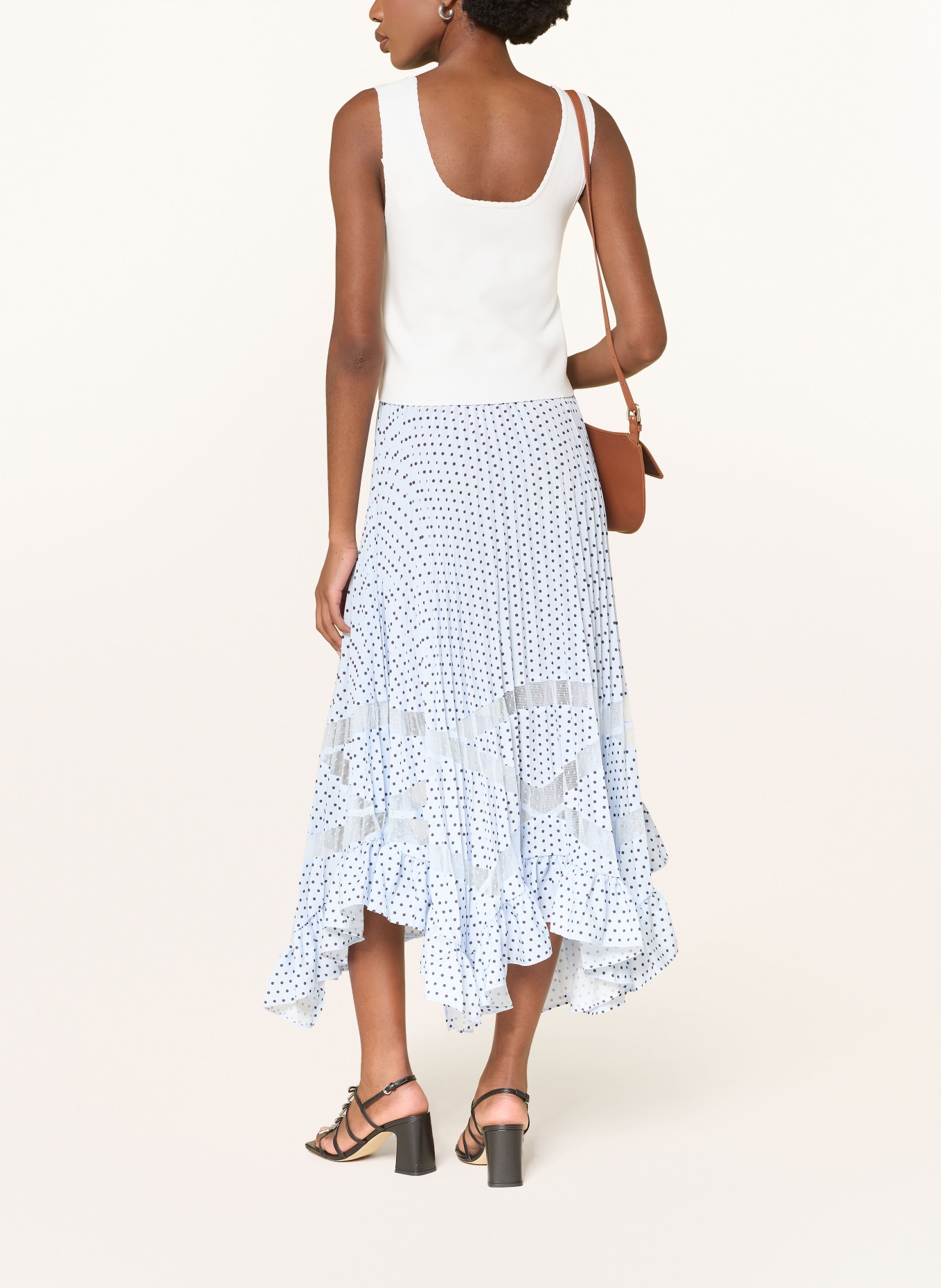 CLAUDIE PIERLOT Plisseerock: HELLBLAU / SCHWARZ