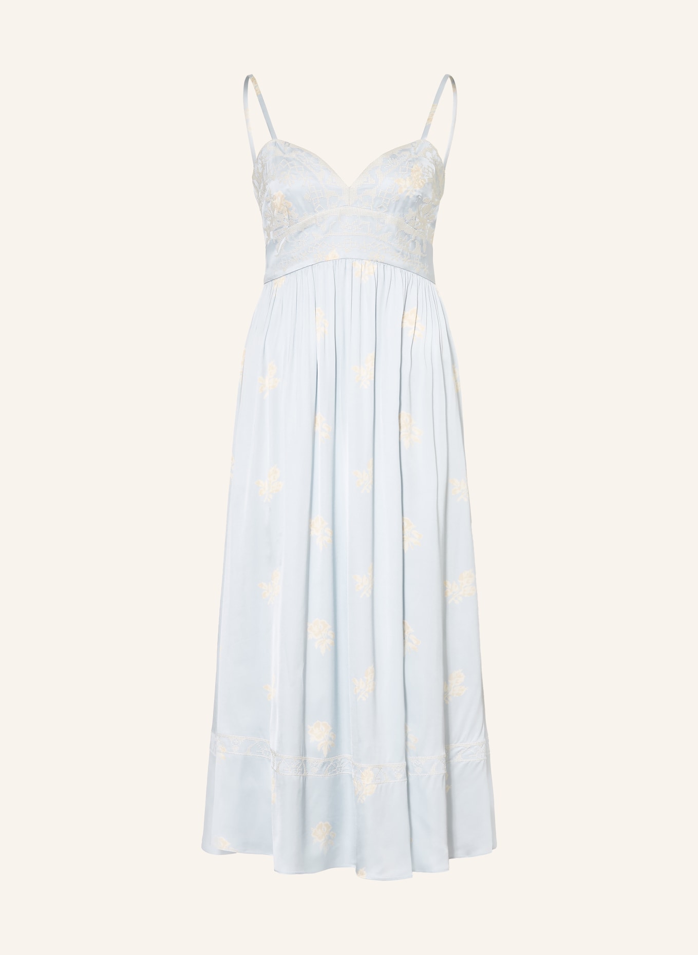 CLAUDIE PIERLOT satyna sukienka: JASNONIEBIESKI / BEŻOWY / KREMOWY