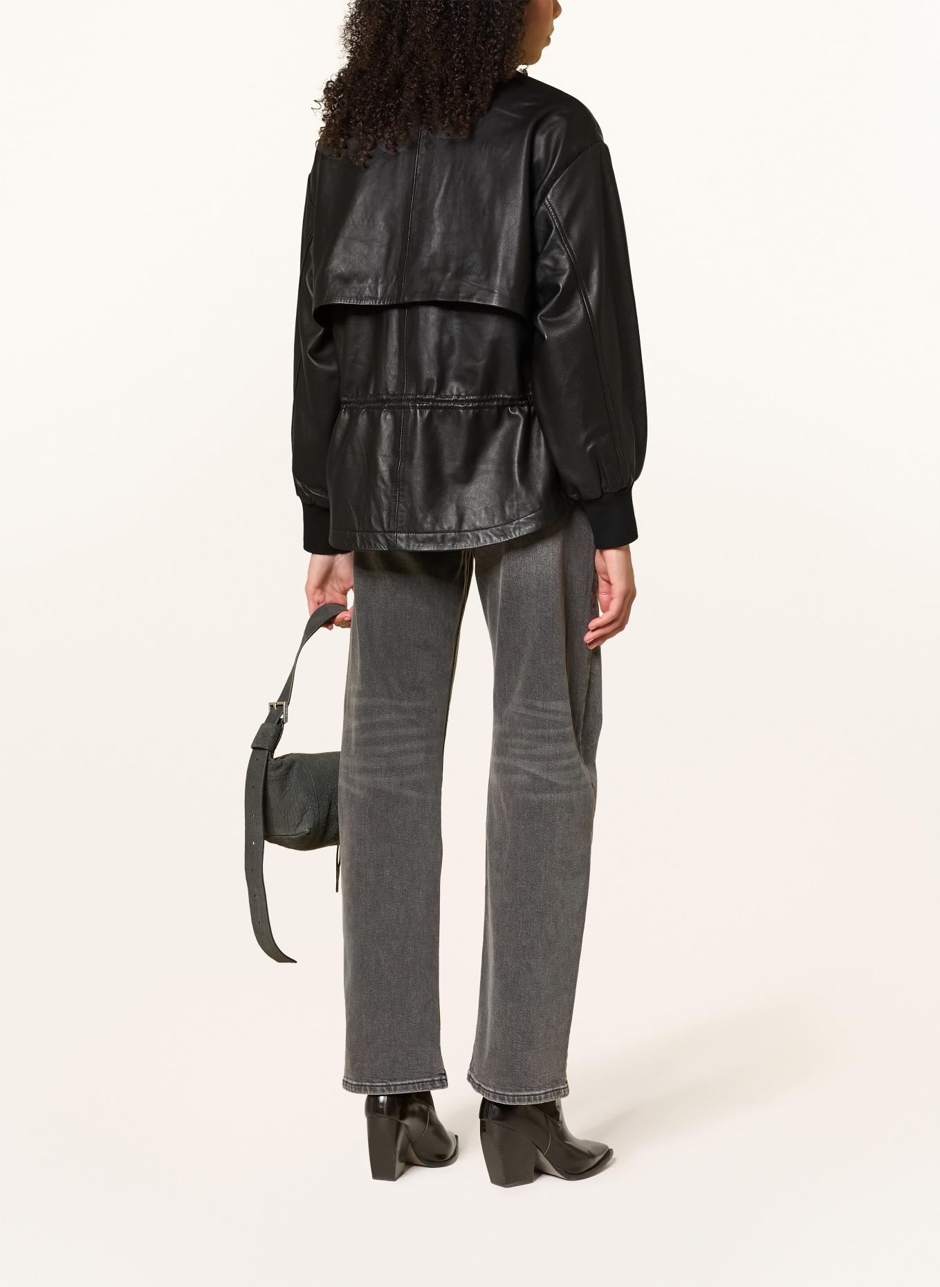 ALLSAINTS Lederjacke FLOR: SCHWARZ