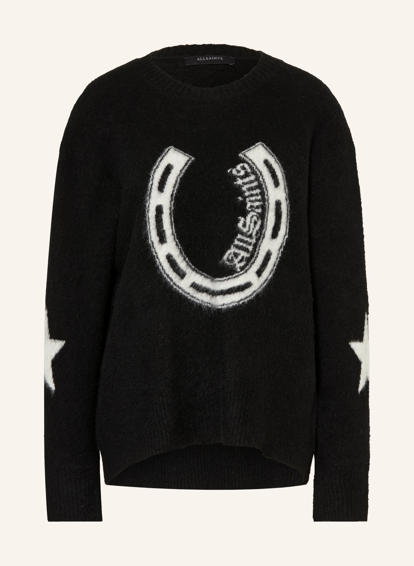 ALLSAINTS KISMET sweater with alpaca: BLACK / WHITE