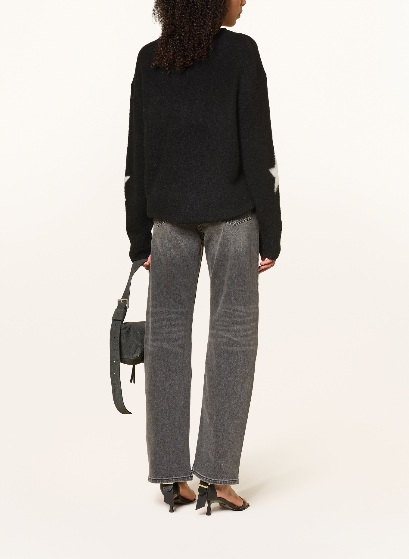 ALLSAINTS KISMET sweater with alpaca: BLACK / WHITE