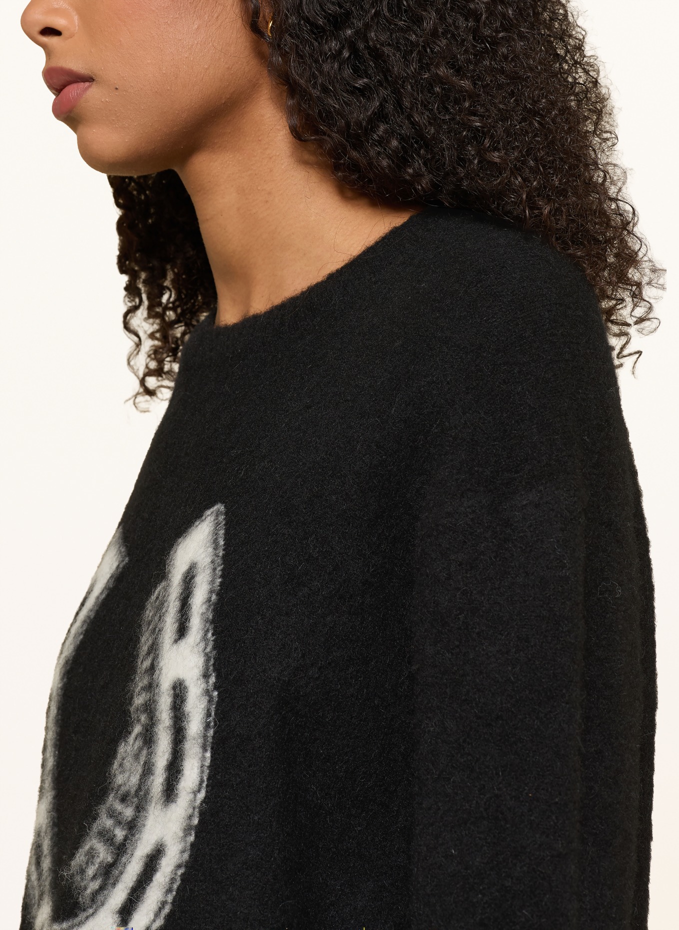 ALLSAINTS KISMET sweater with alpaca: BLACK / WHITE