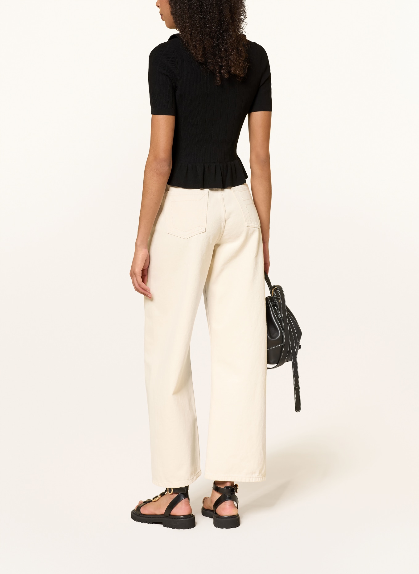 CLAUDIE PIERLOT Strickshirt mit Rüschen und Cut-outs: SCHWARZ