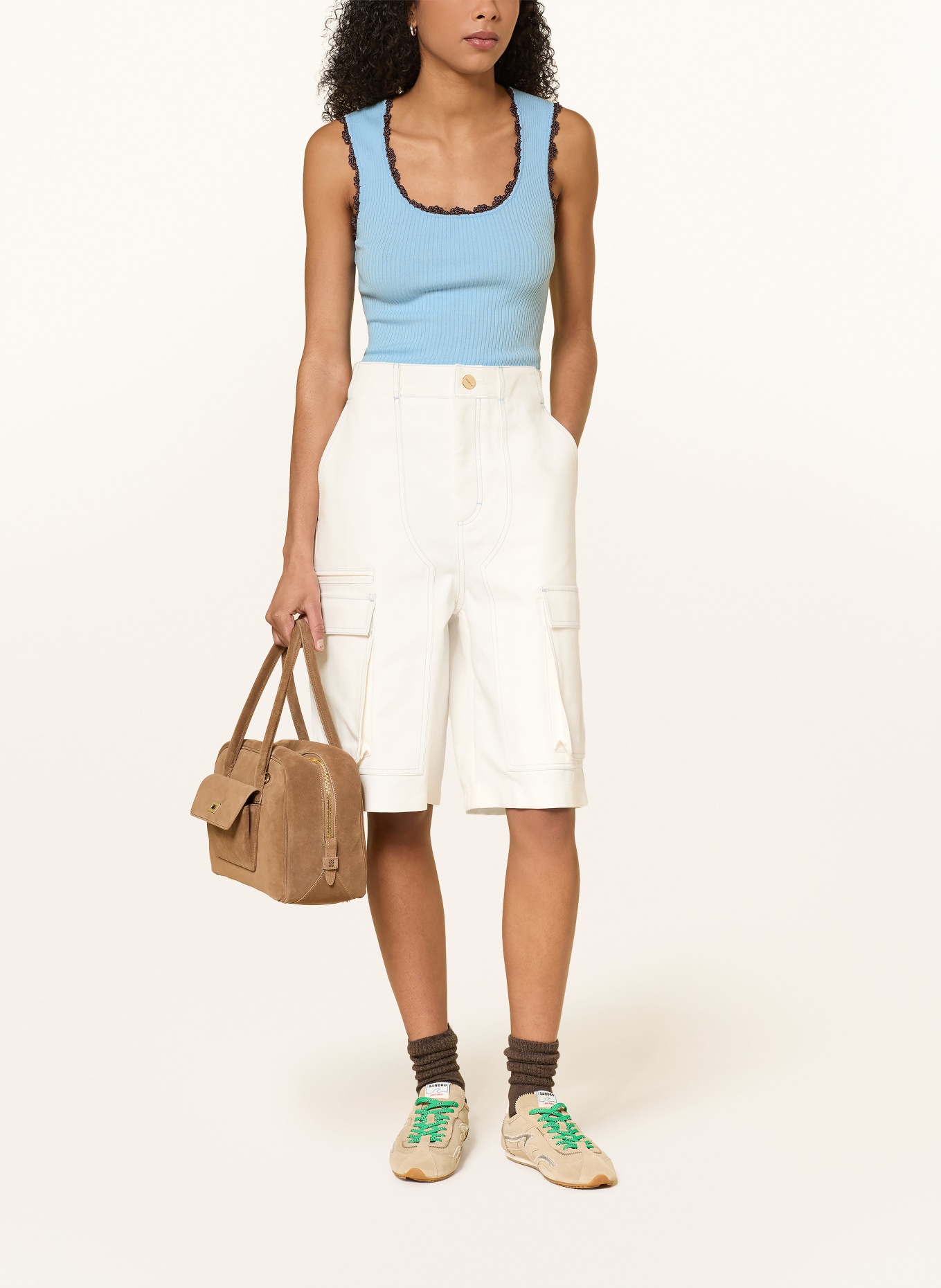 SANDRO Top: JASNONIEBIESKI / CIEMNOBRĄZOWY