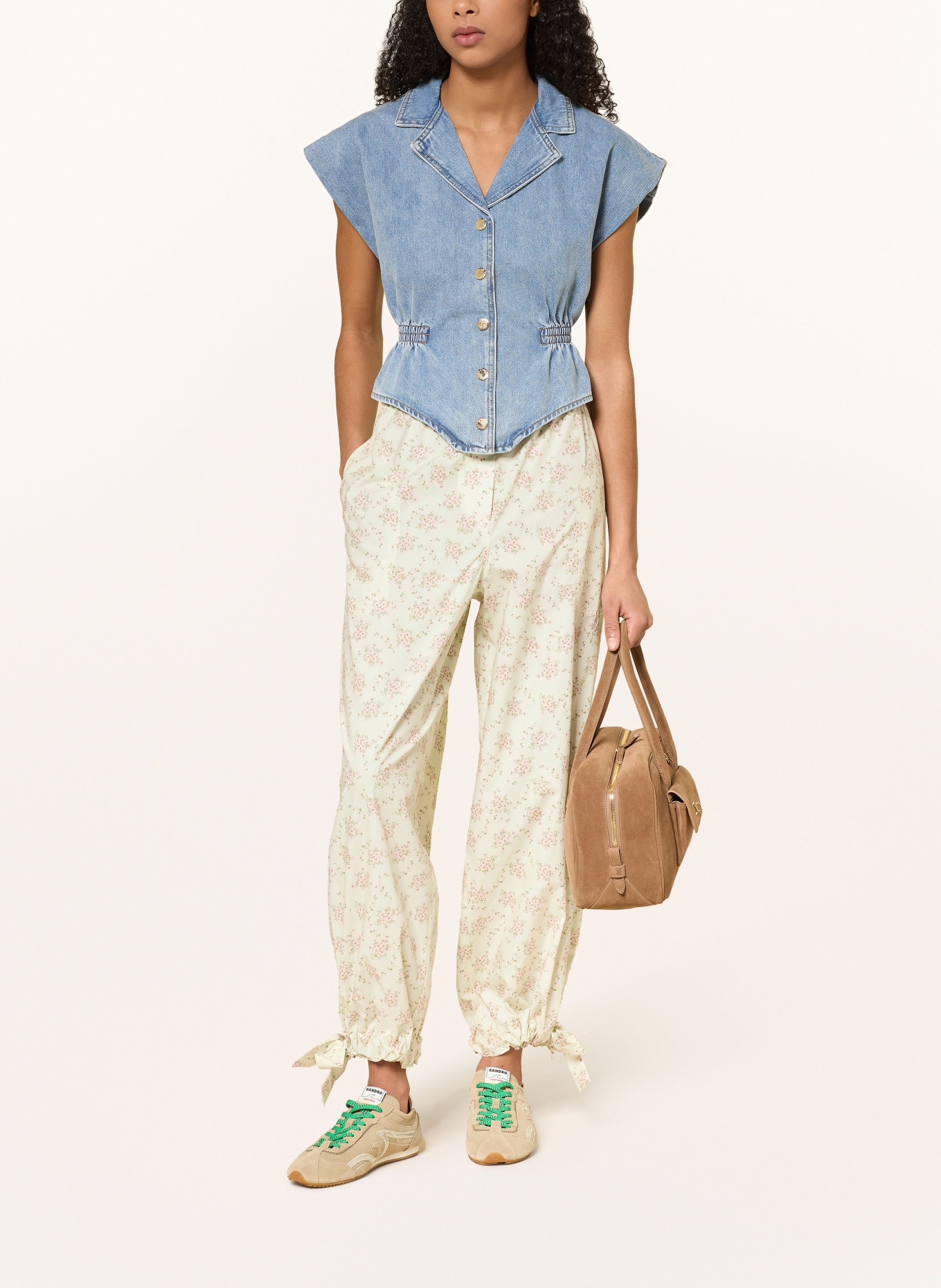 SANDRO Hose: HELLGRÜN / ROSA