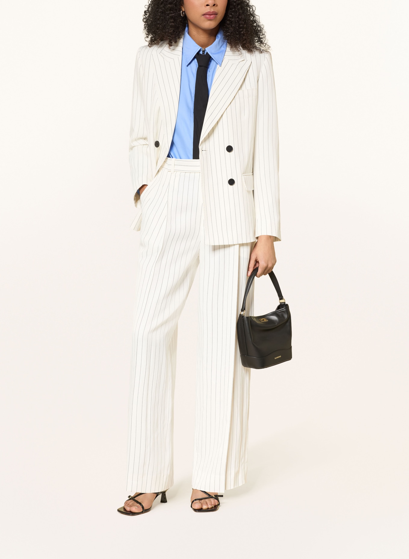 SANDRO Marlenehose: ECRU / DUNKELGRAU