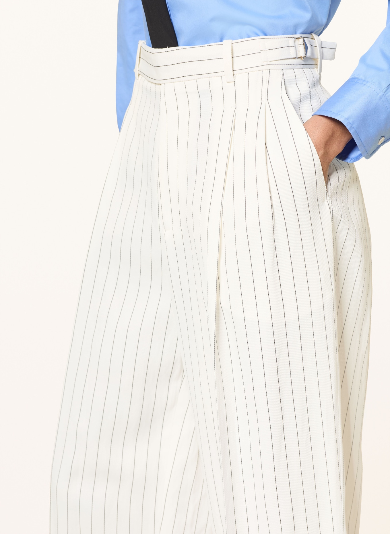 SANDRO Marlenehose: ECRU / DUNKELGRAU