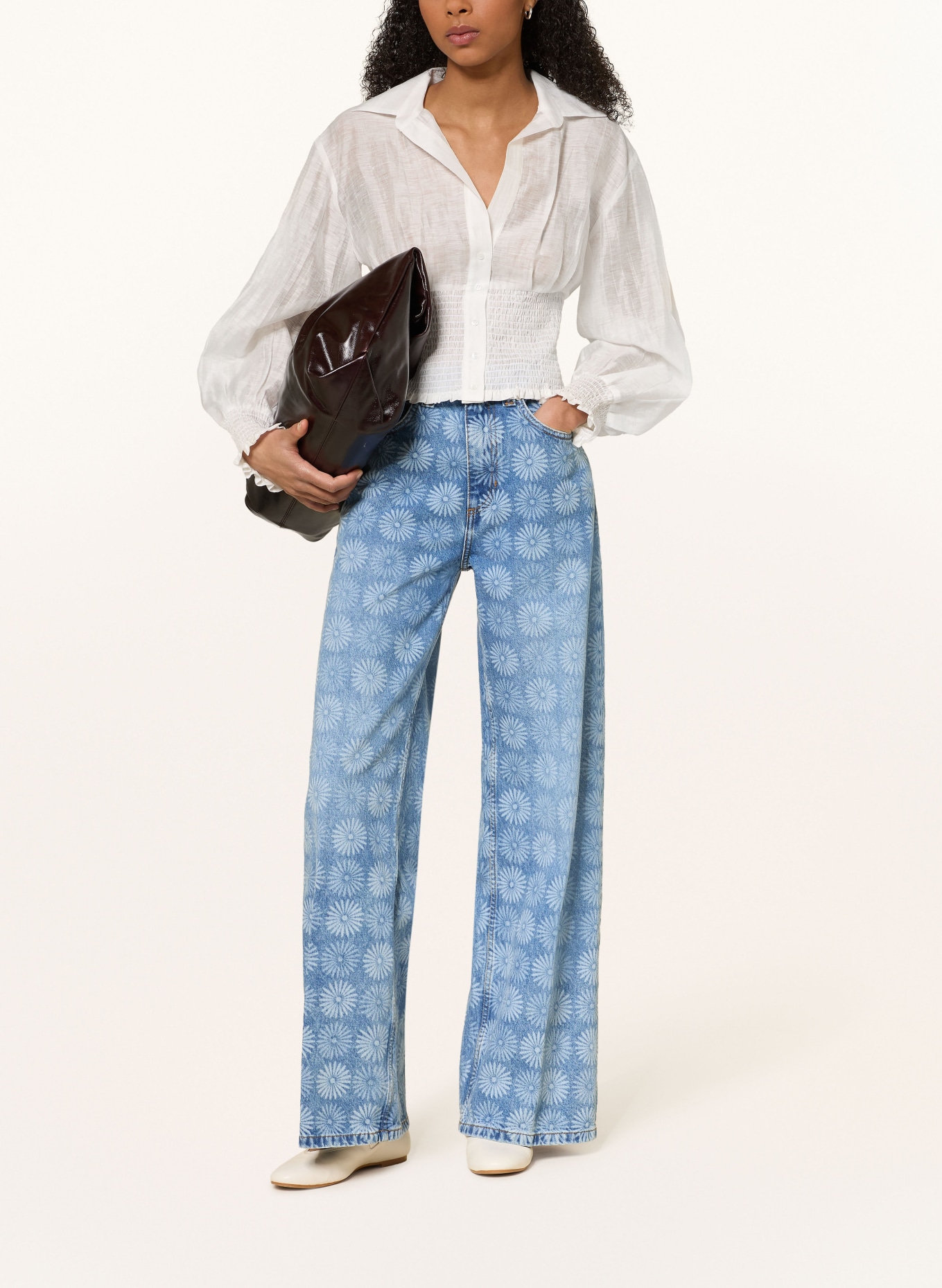 SANDRO Bluzka z lnu: KREMOWY