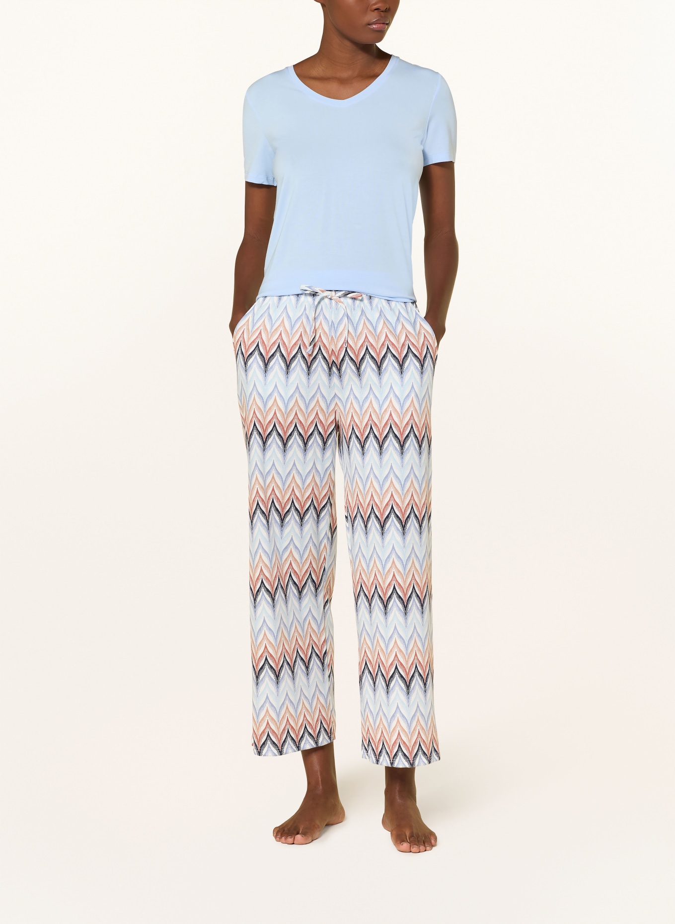 CALIDA 7/8 sleep pants FAVORITES TILES: LIGHT BLUE / CAMEL / DARK BLUE