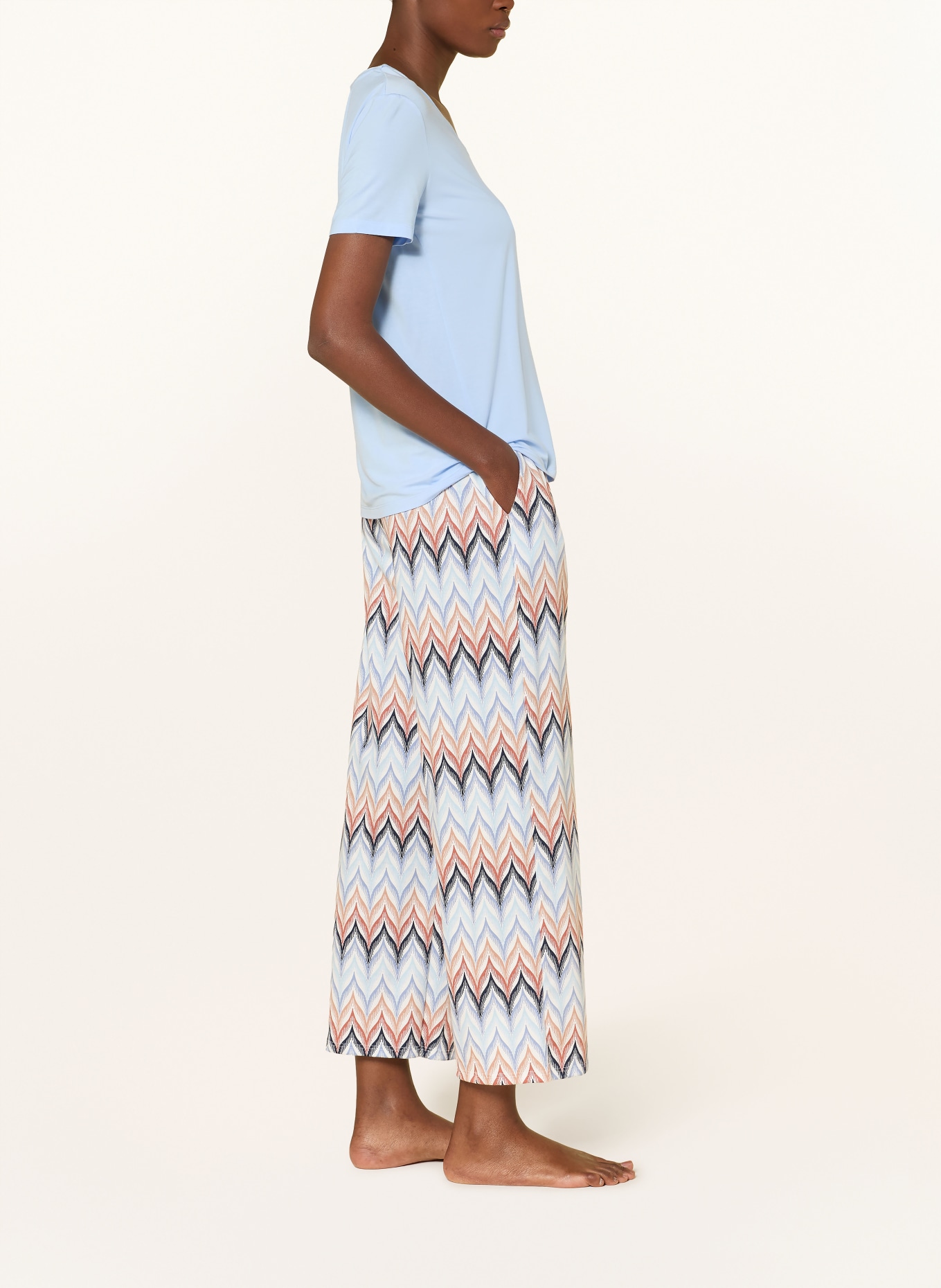 CALIDA 7/8 sleep pants FAVORITES TILES: LIGHT BLUE / CAMEL / DARK BLUE