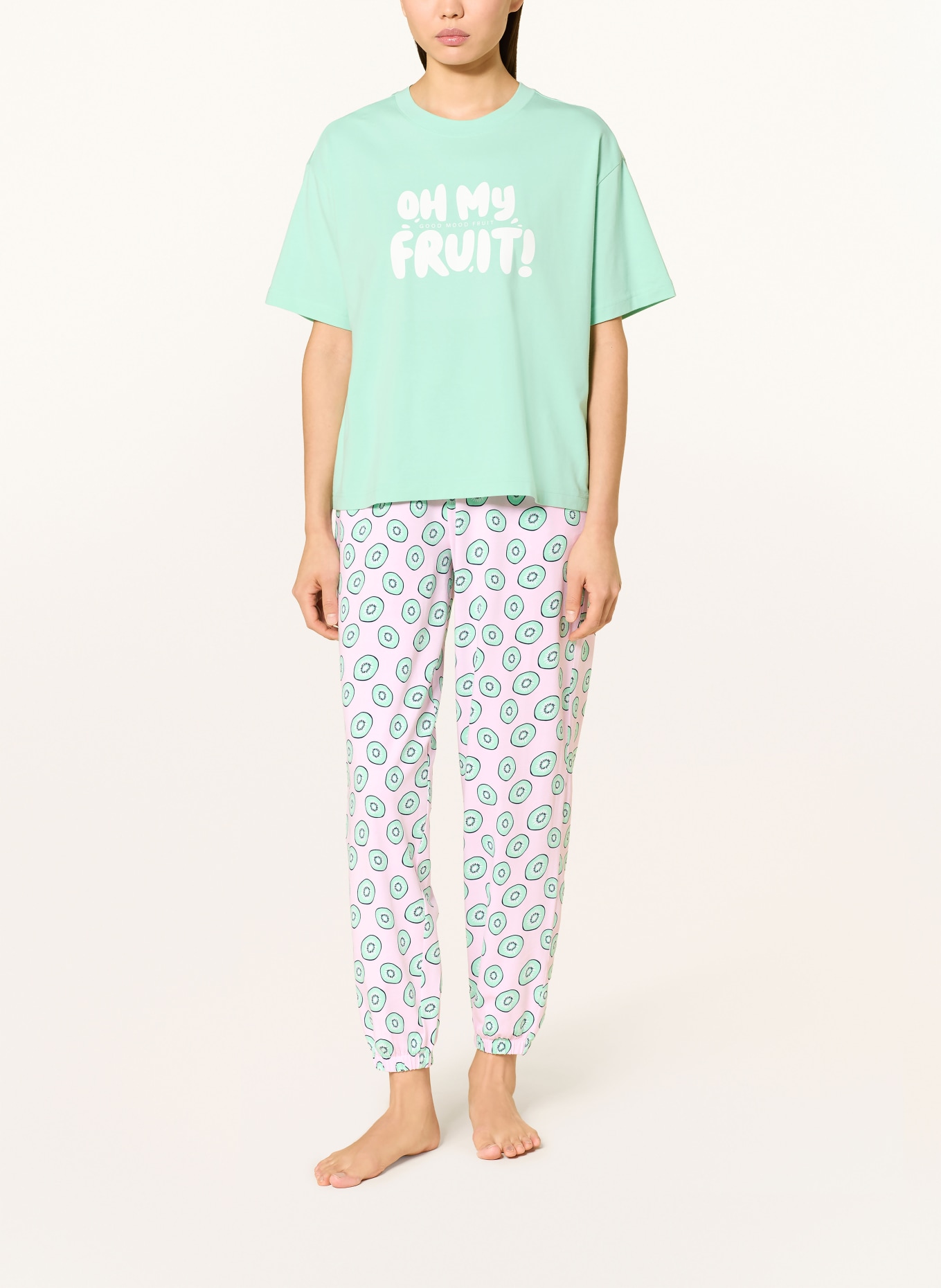 mey FLASHY FRUITS pajama pants: PINK / MINT / WHITE
