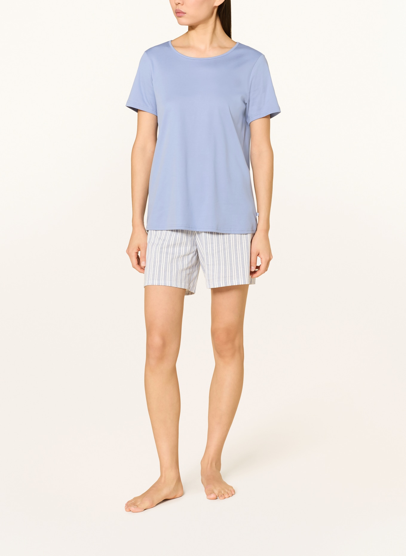 CALIDA STRIPED DREAMS Shorty Pajamas: BLUE / WHITE