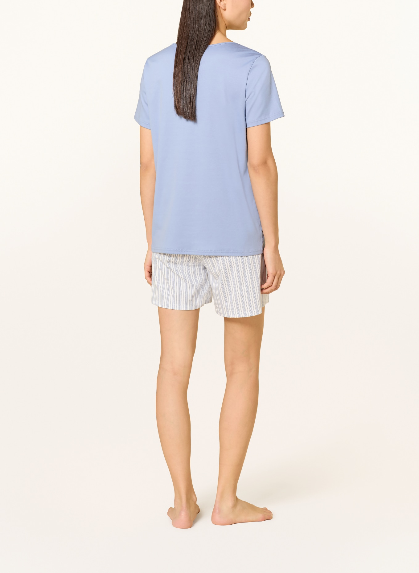 CALIDA STRIPED DREAMS Shorty Pajamas: BLUE / WHITE