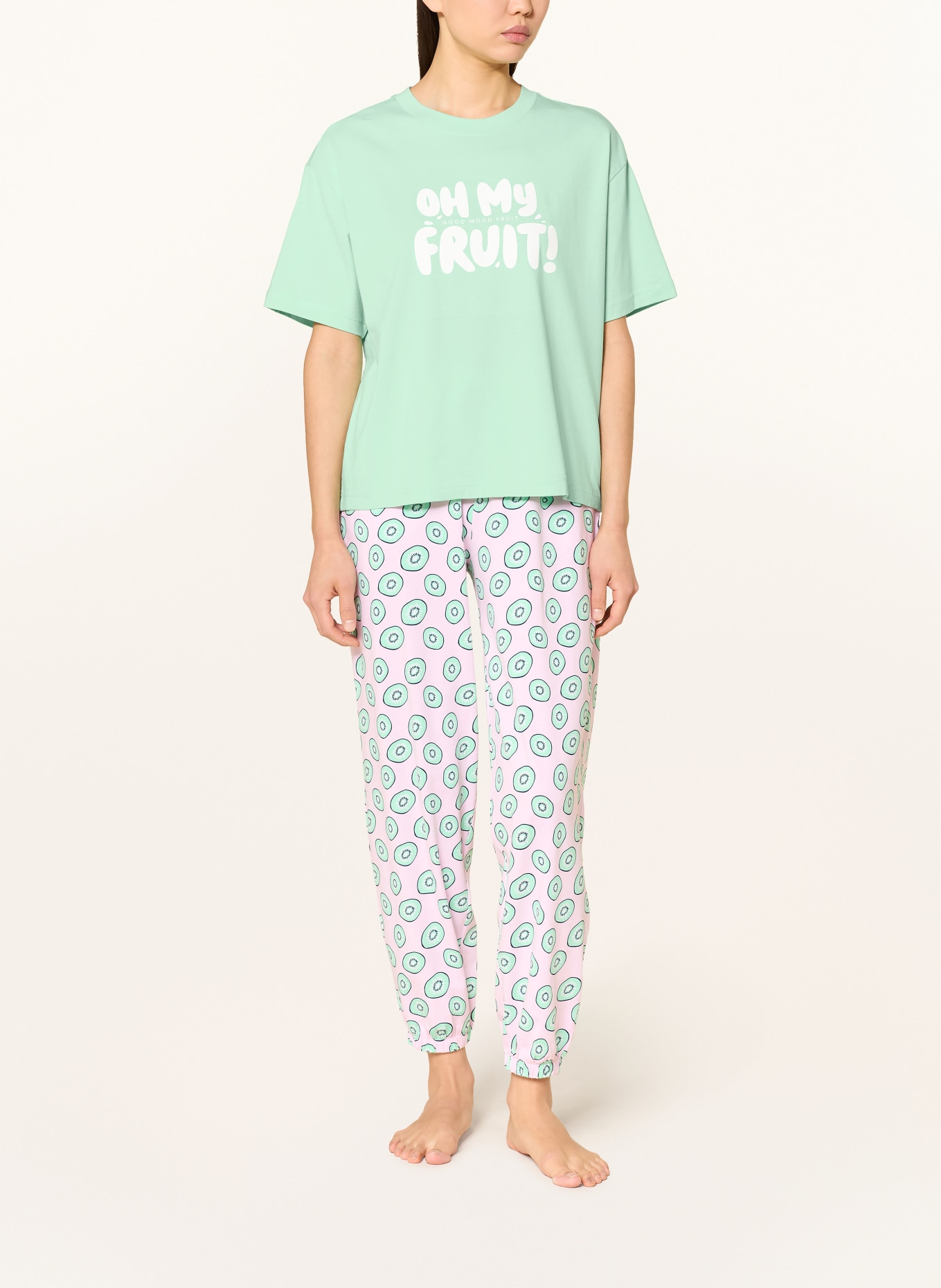 mey SOLID LOVE sleep shirt series: MINT / WHITE