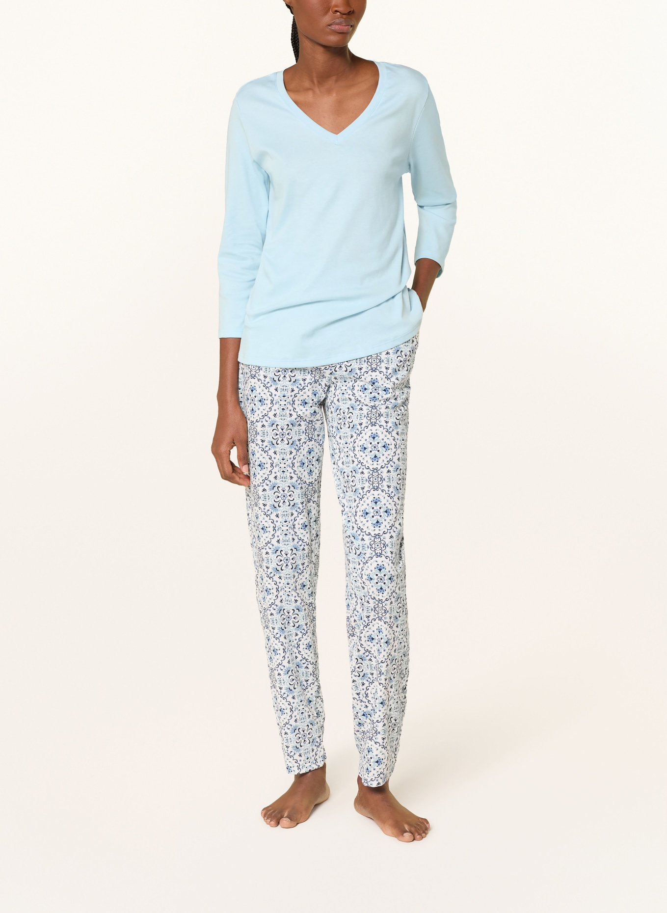 CALIDA Sleep pants FAVORITES TILES: LIGHT BLUE / DARK BLUE / WHITE