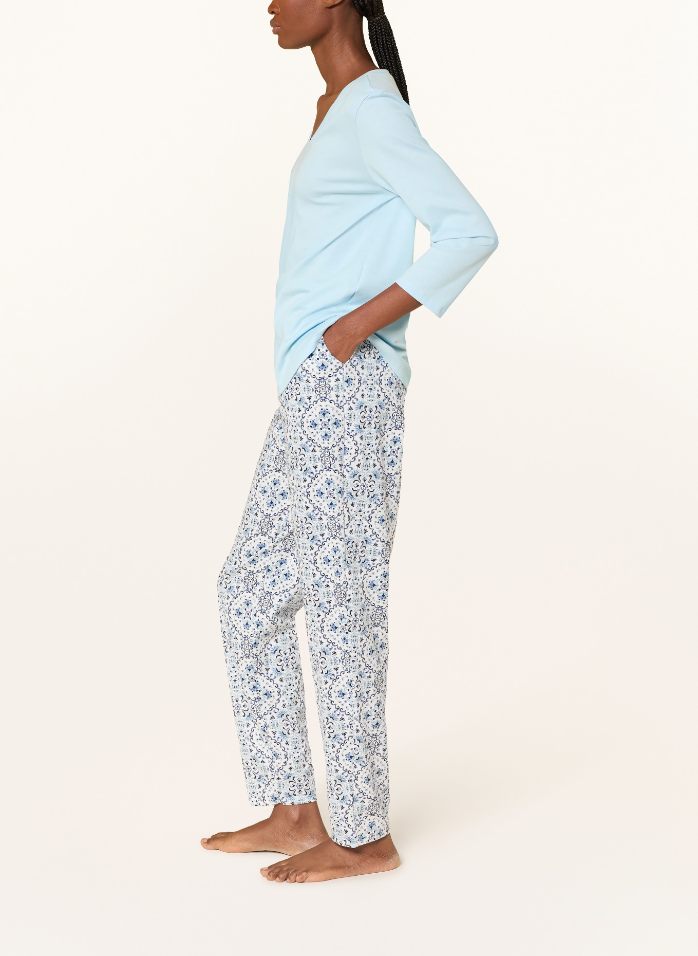 CALIDA Sleep pants FAVORITES TILES: LIGHT BLUE / DARK BLUE / WHITE