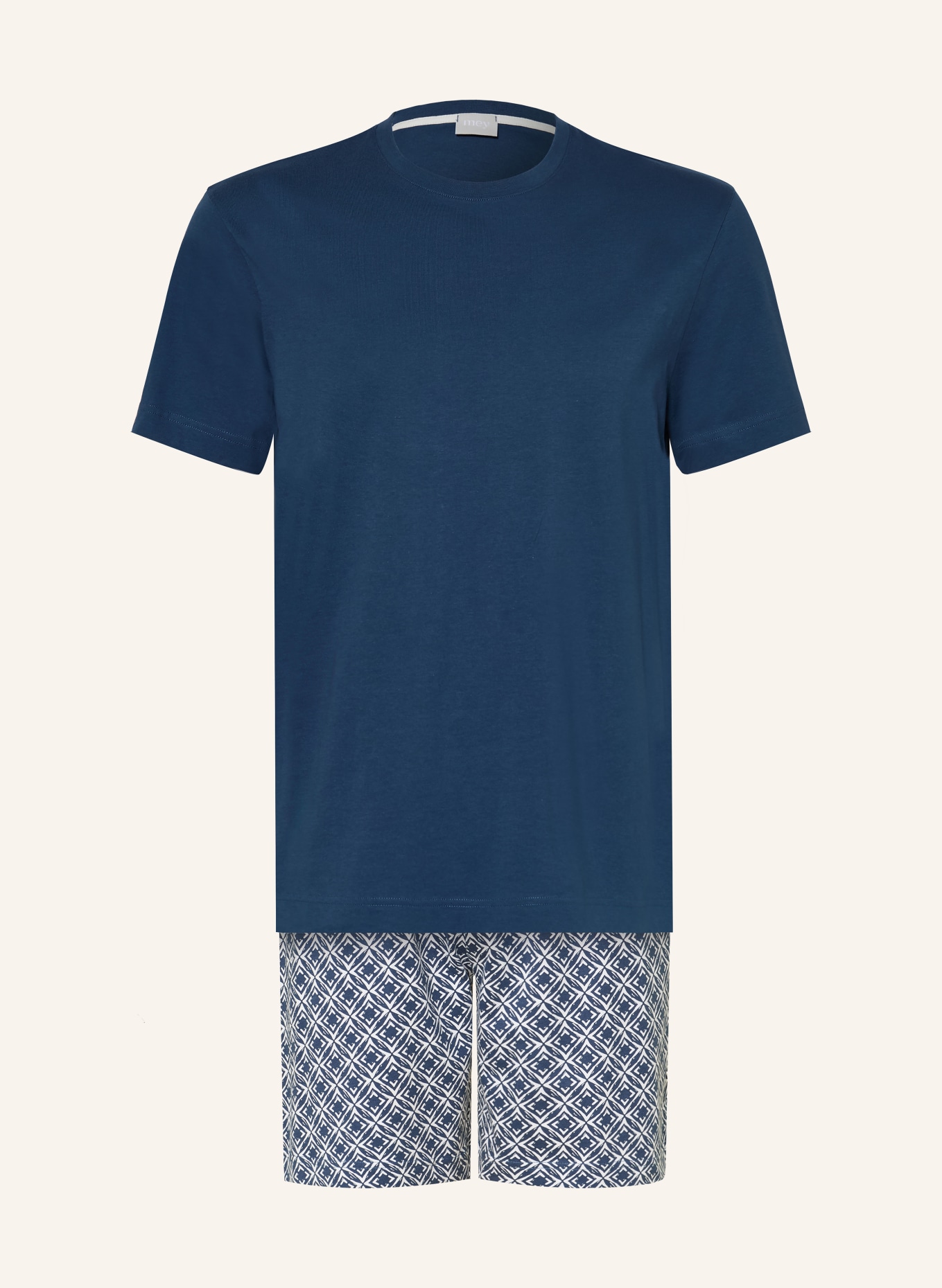 mey Shorty-Schlafanzug Serie SUMMER FLOWER: DUNKELBLAU / WEISS