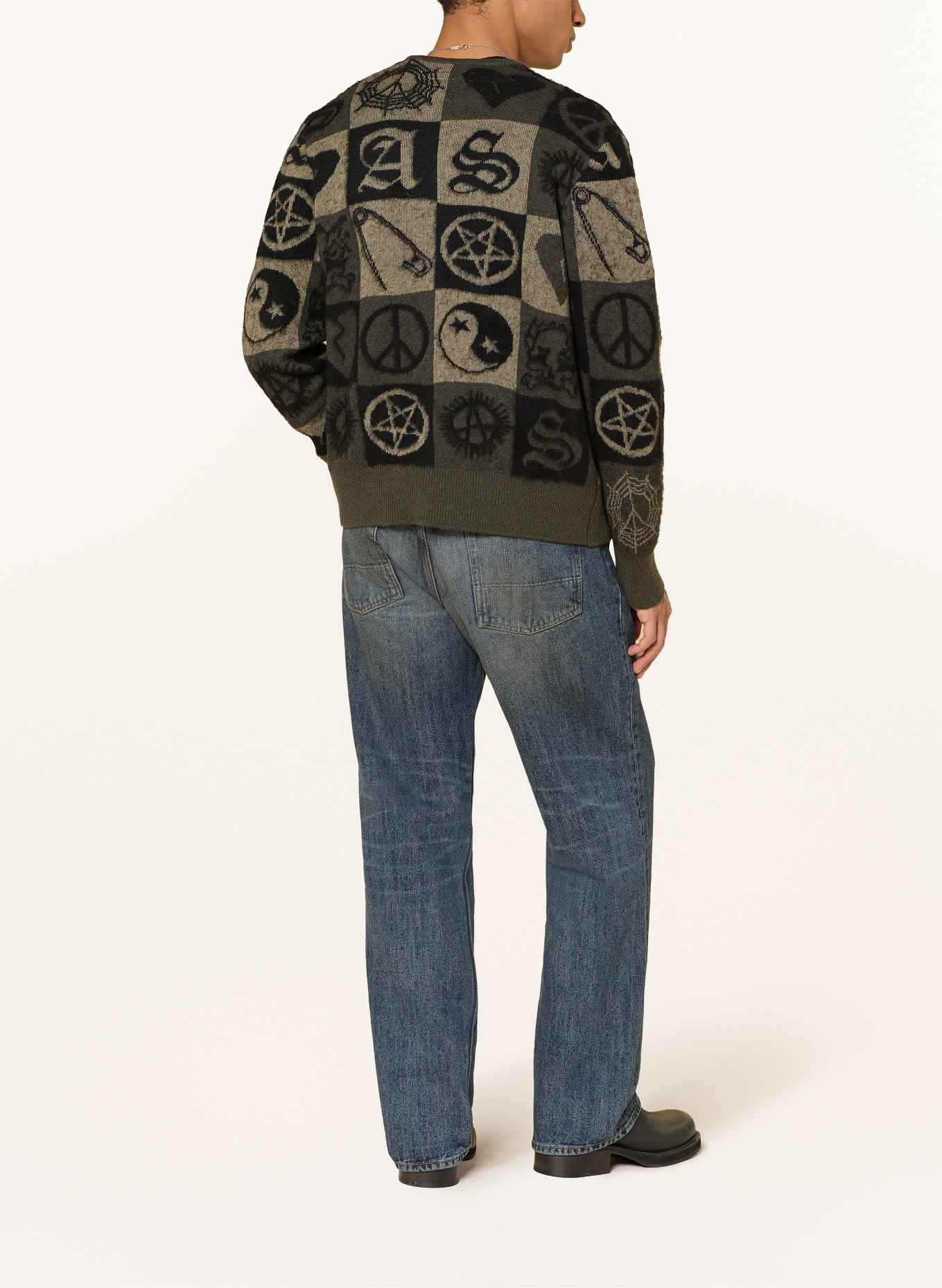 ALLSAINTS Strickjacke TRAVIS: OLIV / SCHWARZ