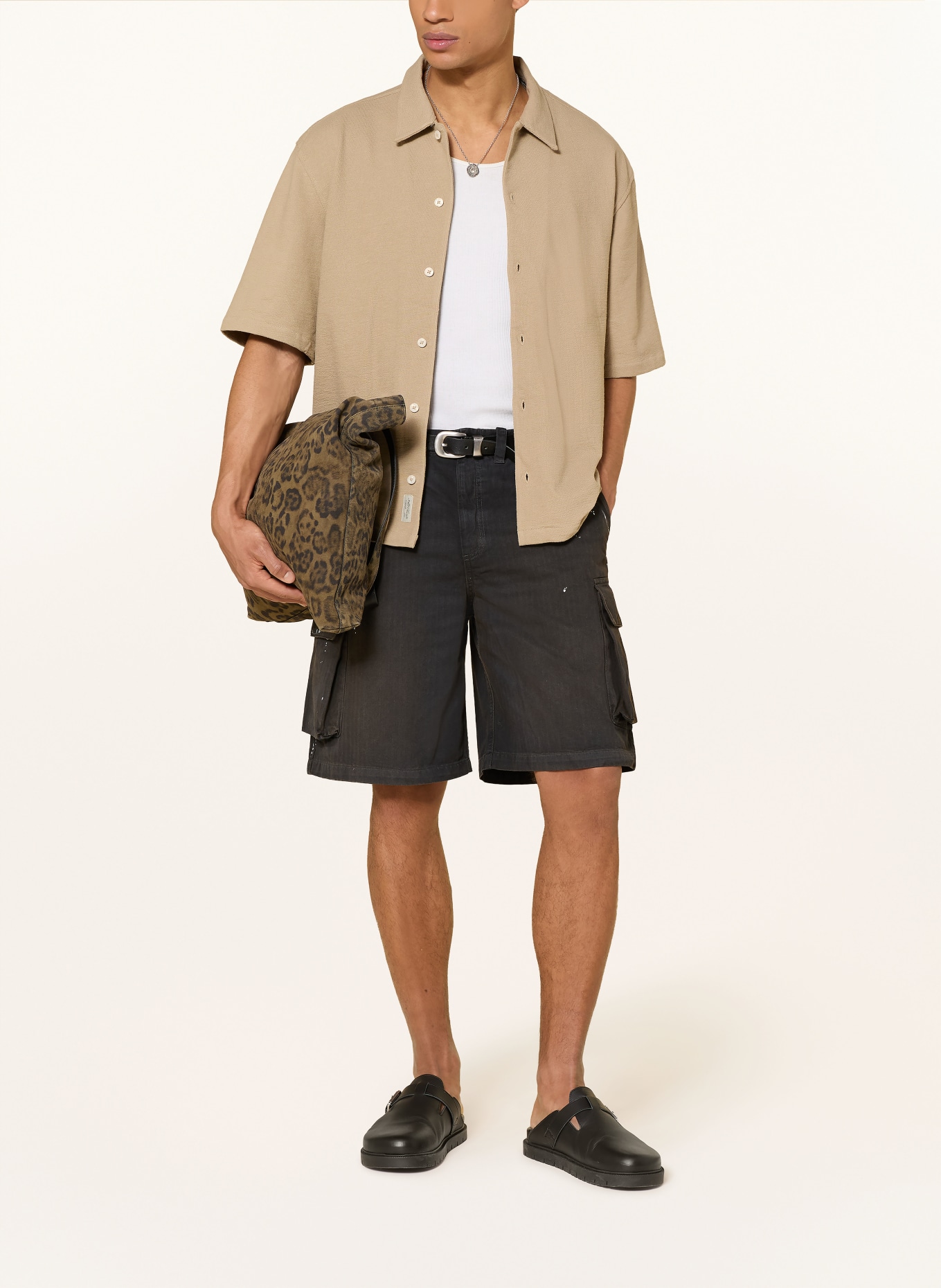 ALLSAINTS Strickhemd STALLONE Oversized Fit: HELLBRAUN