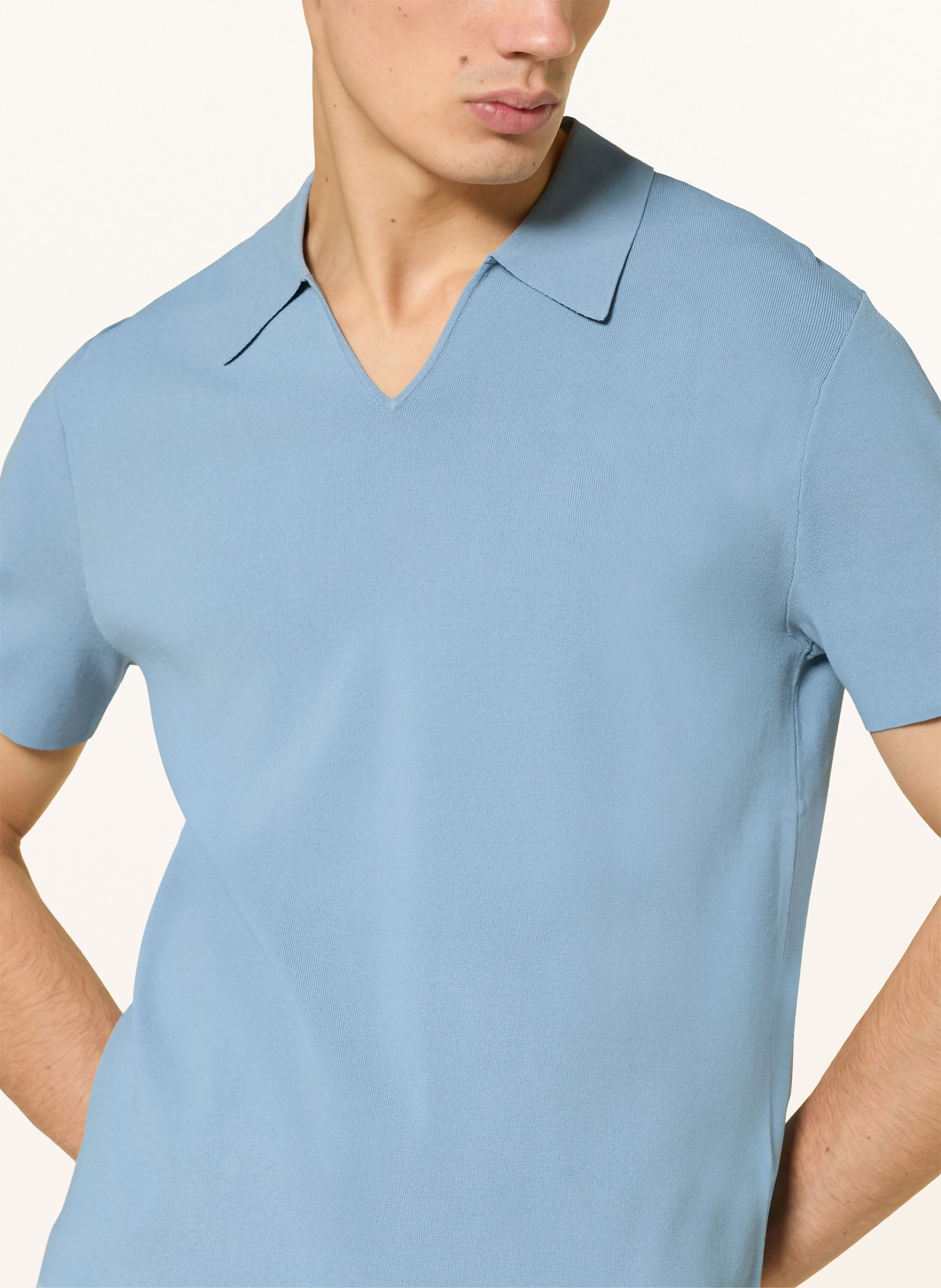 SANDRO Strick-Poloshirt: HELLBLAU