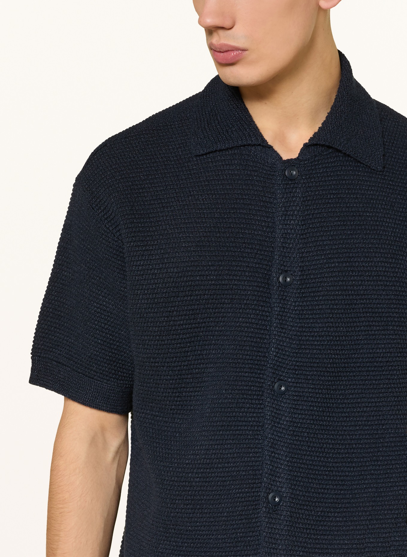 SANDRO Kurzarm-Hemd Comfort Fit: DUNKELBLAU