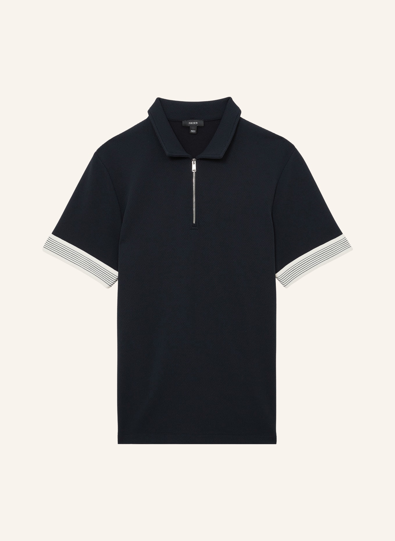 REISS Polo piqué BRUNO: BLEU FONCÉ