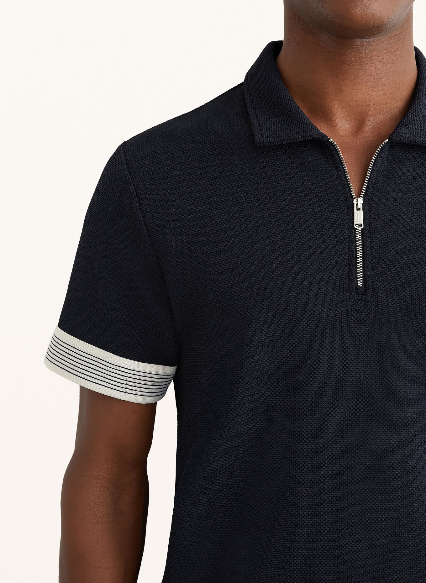 REISS Polo piqué BRUNO: BLEU FONCÉ