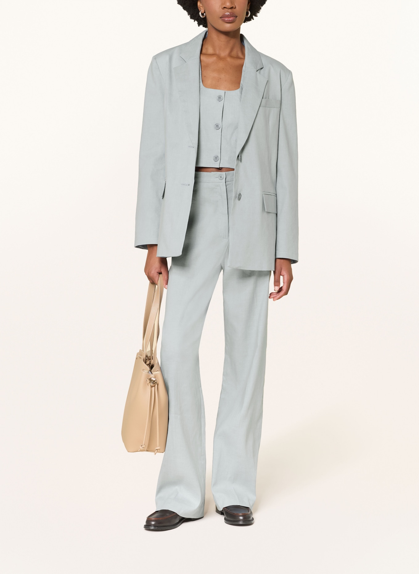 CLAUDIE PIERLOT Marlenehose mit Leinen: HELLBLAU