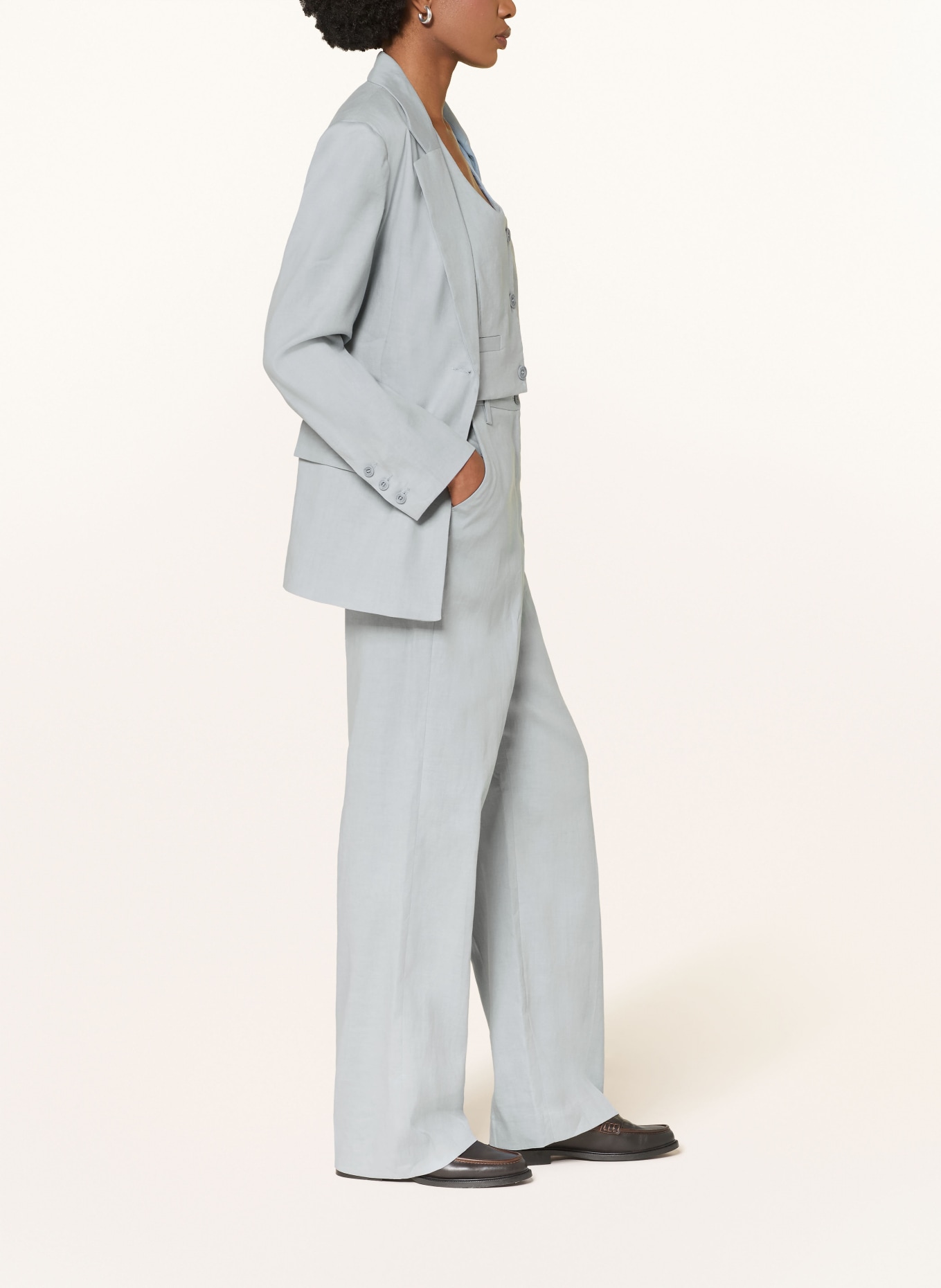 CLAUDIE PIERLOT Marlenehose mit Leinen: HELLBLAU