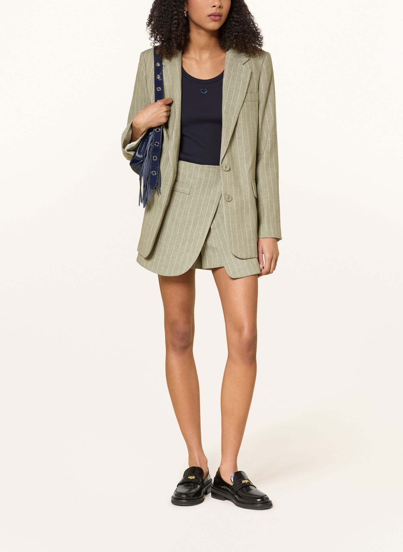 maje Skort mit Leinen: KHAKI / CREME