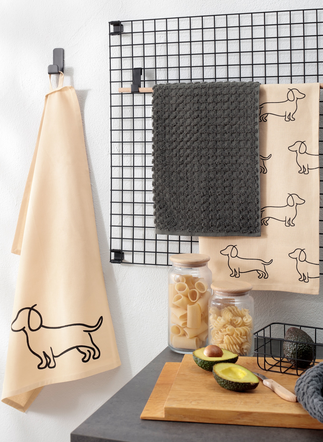 Cawö Geschirrtuch WE LOVE DOGS: BEIGE / SCHWARZ