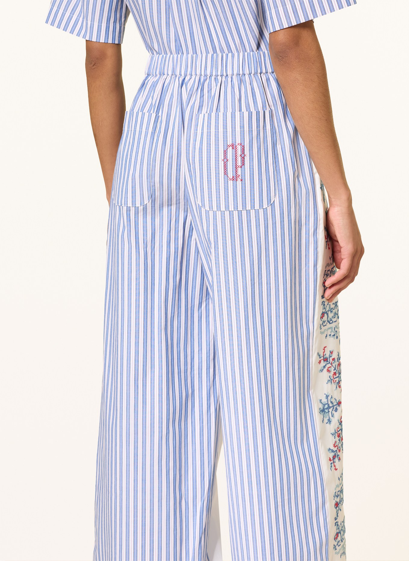 CLAUDIE PIERLOT Marlenehose: WEISS / ROT / DUNKELBLAU