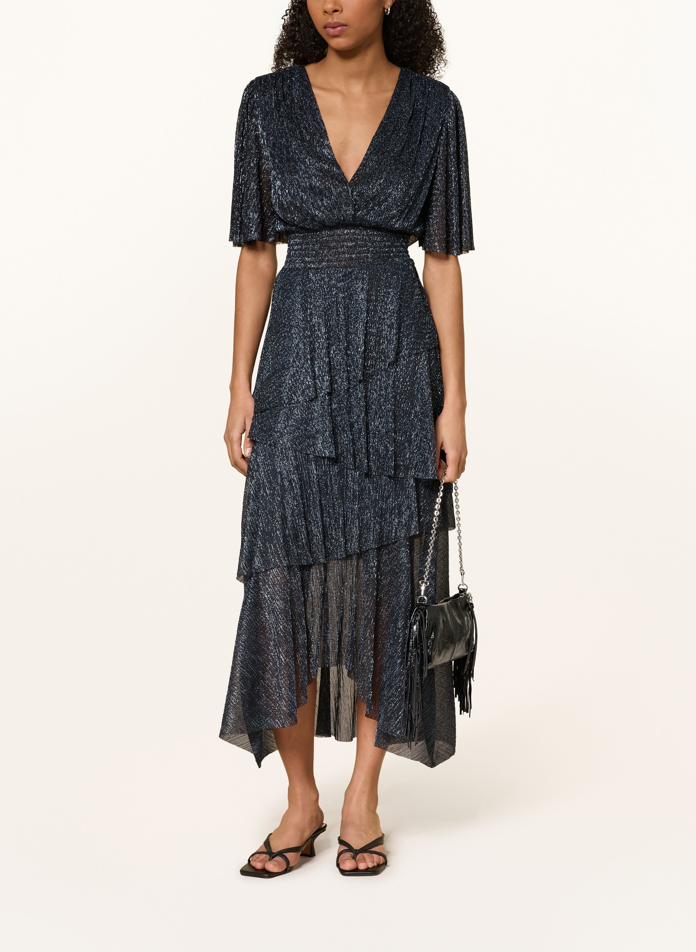 maje Cocktailkleid mit Glitzergarn: DUNKELBLAU