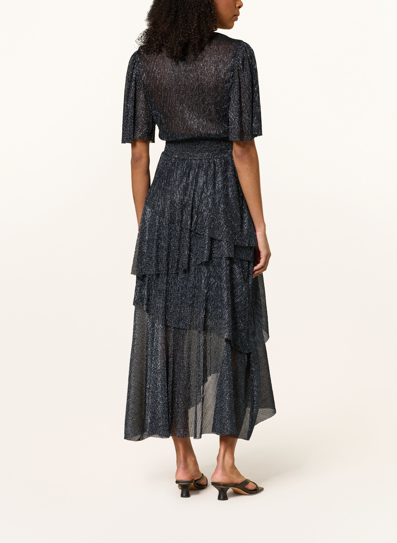 maje Cocktailkleid mit Glitzergarn: DUNKELBLAU