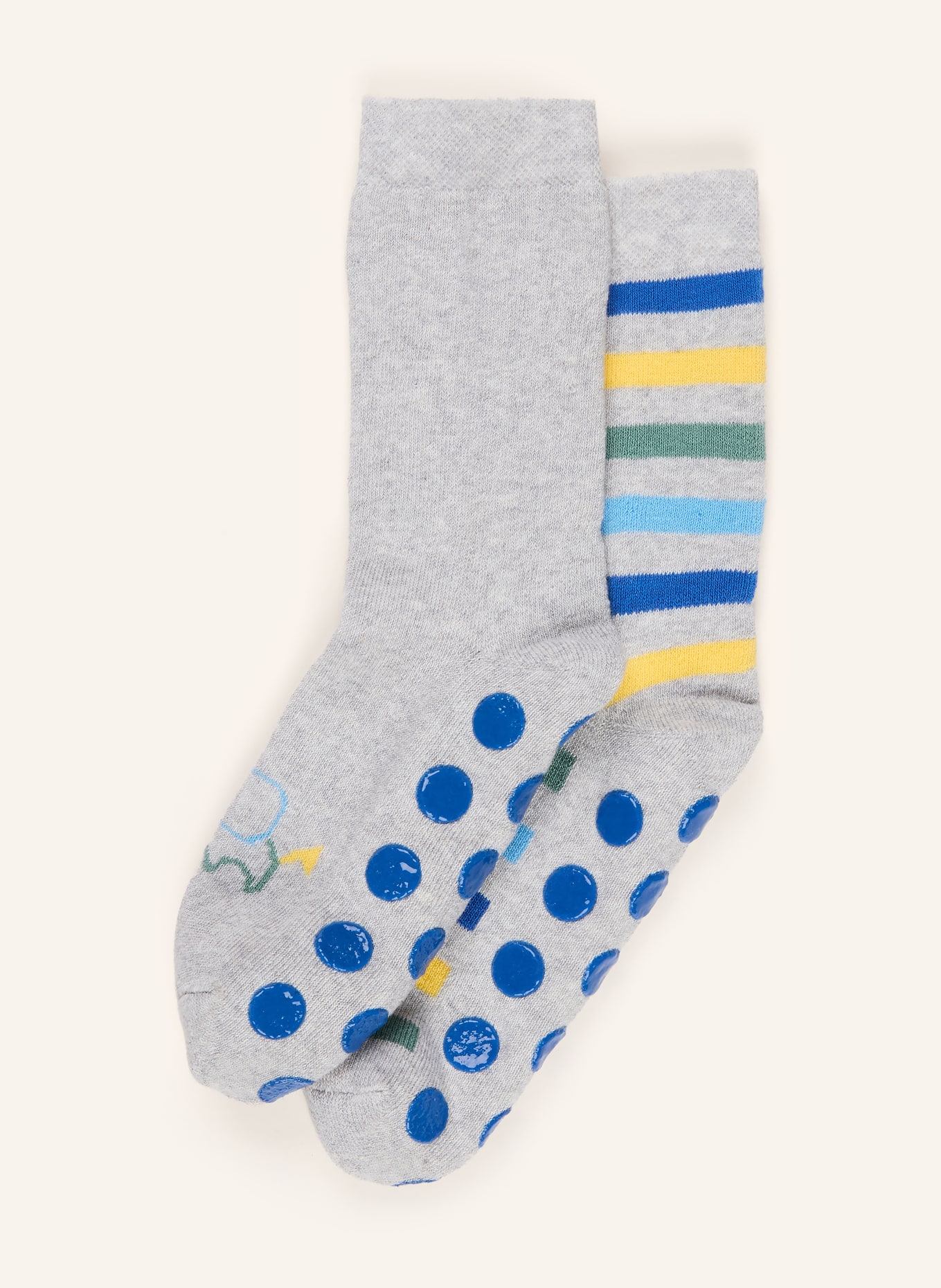 ewers COLLECTION 2er-Pack Stoppersocken: GRAU / GELB / DUNKELBLAU