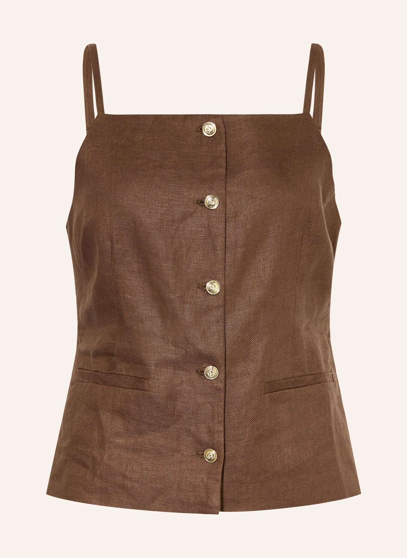 maje Blusentop aus Leinen: BRAUN / GOLD